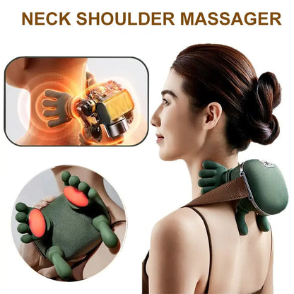 Heated wireless neck and back massager