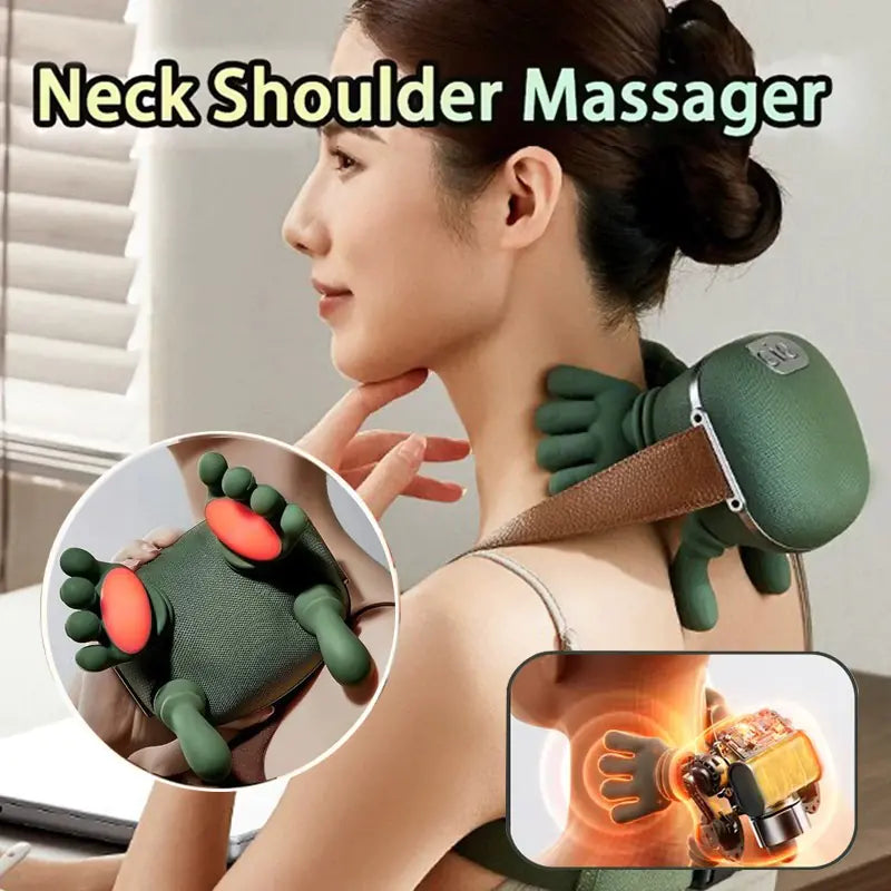 Heated wireless neck and back massager
